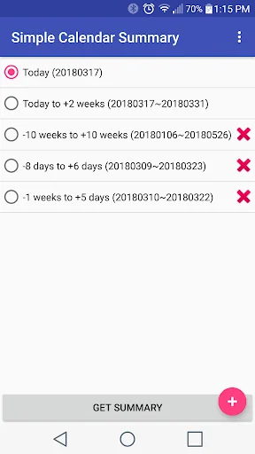 Simple Calendar Summary