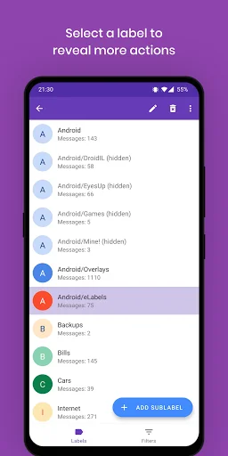 eLabels - manage email labels screenshot 2