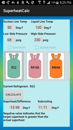 HVAC Superheat Calculator screenshot 3
