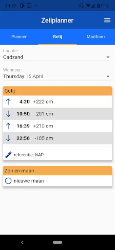 Getijden en vertrektijden