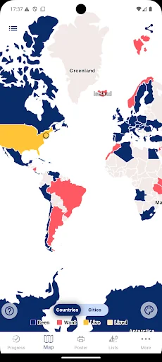 Visited: Travel Map with Lists