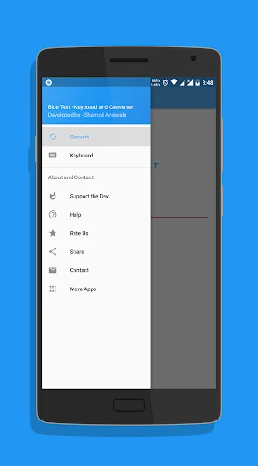 Blue Text - Keyboard + Convert