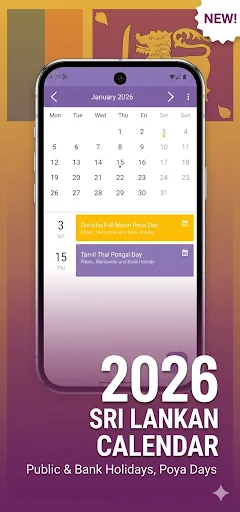 Sri Lanka Calendar 2026