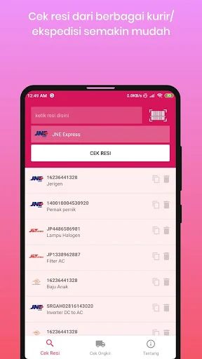 Cek Resi dan Ongkos Kirim screenshot 1