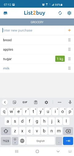 Simple shopping list