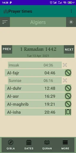 Muslim Prayer times and Qibla