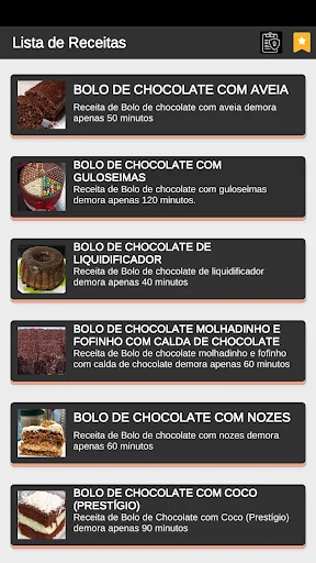Receitas bolo de chocolate
