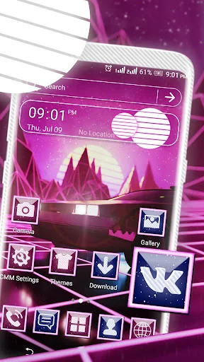 Retro Neon Car Launcher Theme