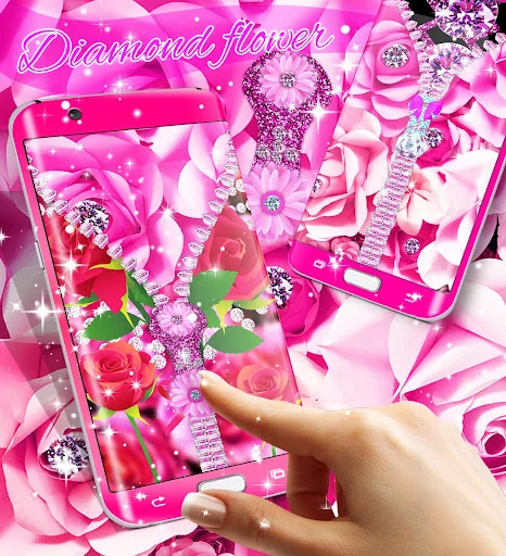 Zipper diamond flower locker