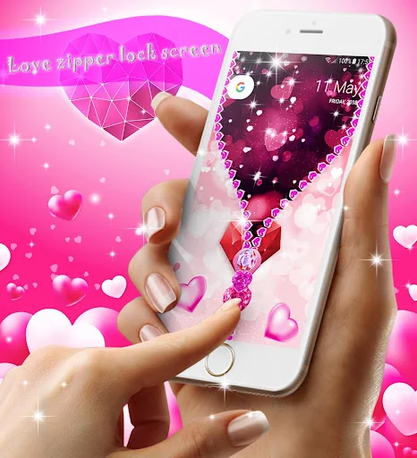 Love zipper lock screen screenshot 1
