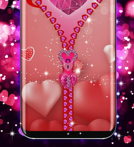 Love zipper lock screen screenshot 2