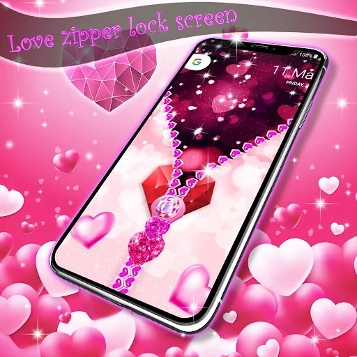 Love zipper lock screen screenshot 3