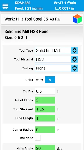 FSWizard Machinist Calculator screenshot 1