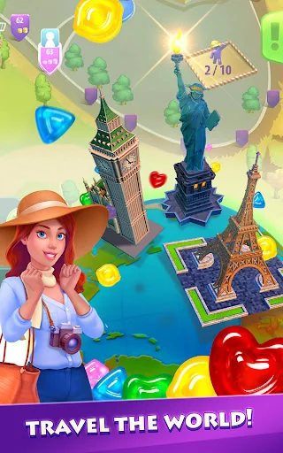Gummy Drop! Match 3 & Travel screenshot 2