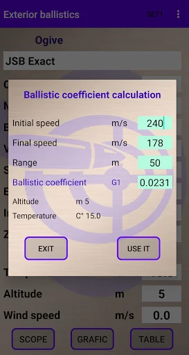 External ballistics calculator screenshot 4