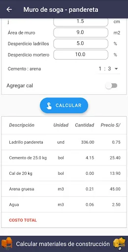 Calcular materiales de constru screenshot 4
