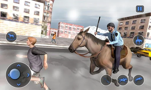 Mounted Horse Cop Chase Arrest
