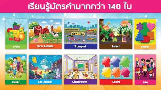 บัตรคำศัพท์ สัตว์ ผลไม้ รูปทรง