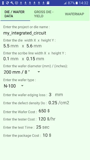 Wafer gross die yield and cost