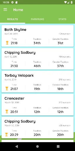 parkrunner: weekly 5k results screenshot 1