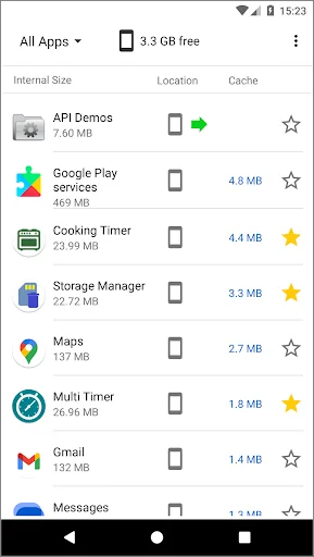 Storage Manager: app space