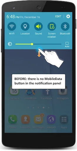 Install the MobileData button