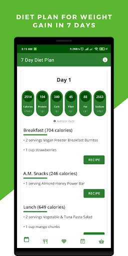 Weight Gain Diet - 7 Days Plan screenshot 1