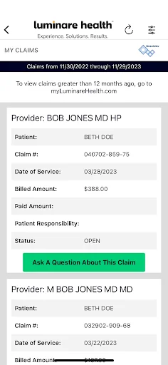 myLuminareHealth screenshot 2
