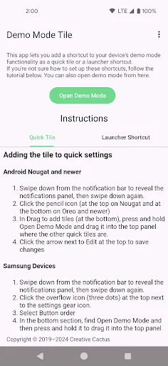 Demo Mode Tile