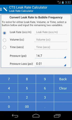 CTS Leak Rate Calculator