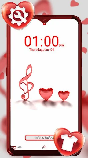 Red Glass Heart Launcher Theme screenshot 3