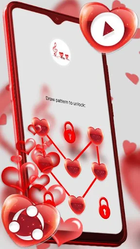 Red Glass Heart Launcher Theme screenshot 4