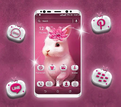 Cute Bunny Launcher Theme screenshot 1