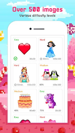 Cute Pixel Art Color by Number