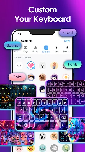 Neon LED Keyboard: RGB & Emoji screenshot 3