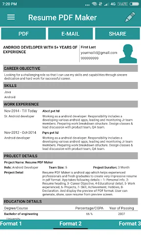 Resume PDF Maker / CV Builder screenshot 2