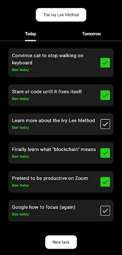 Daily Tasks - Ivy Lee Method