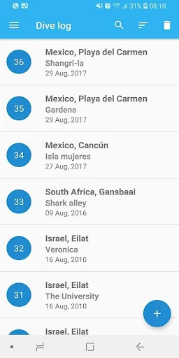 Dive log