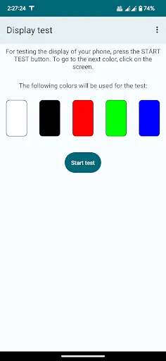 Dead pixel display test