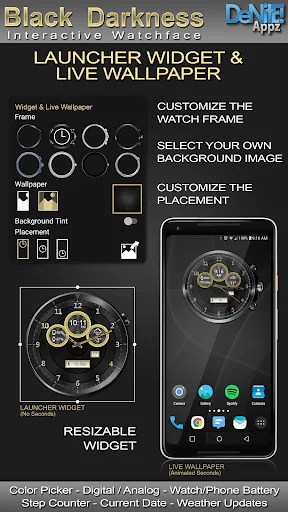 Black Darkness HD WatchFace screenshot 2