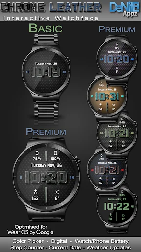 Chrome Leather HD Watch Face screenshot 1