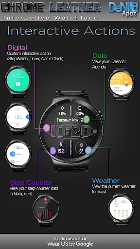 Chrome Leather HD Watch Face screenshot 2