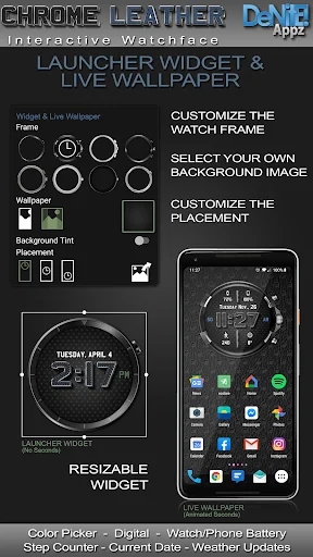 Chrome Leather HD Watch Face screenshot 3