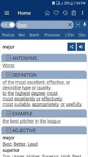 English Spanish Dictionary screenshot 1