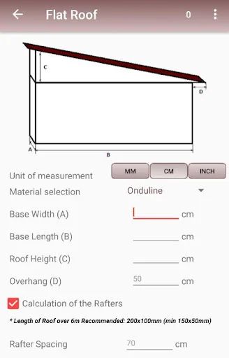 Calculation of the roof screenshot 2