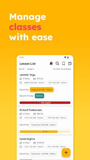 Lesson Manager: Fee & Schedule