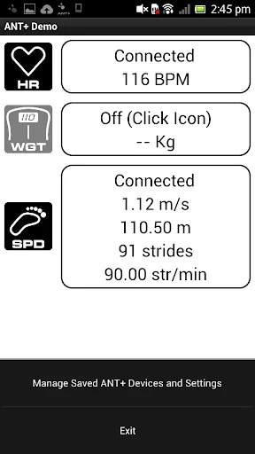 ANT+ Demo screenshot 3