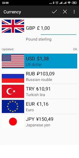 Currency converter calculator.