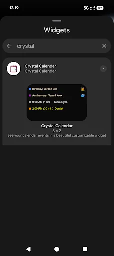 Crystal Calendar Widget