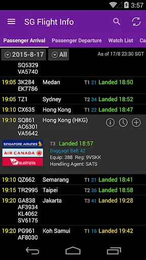 Singapore Flight Info